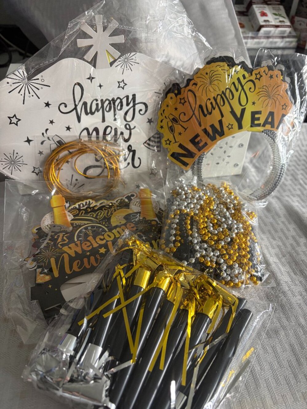 BNIP New Years Eve Party Supplies Black Silver Gold